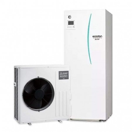 Термопомпа Mitsubishi Electric ERST20D-VM2D/SUZ-SWM40VA, с вграден бойлер 200л, отопление, охлаждане и БГВ, 4 kW, R32, A+++